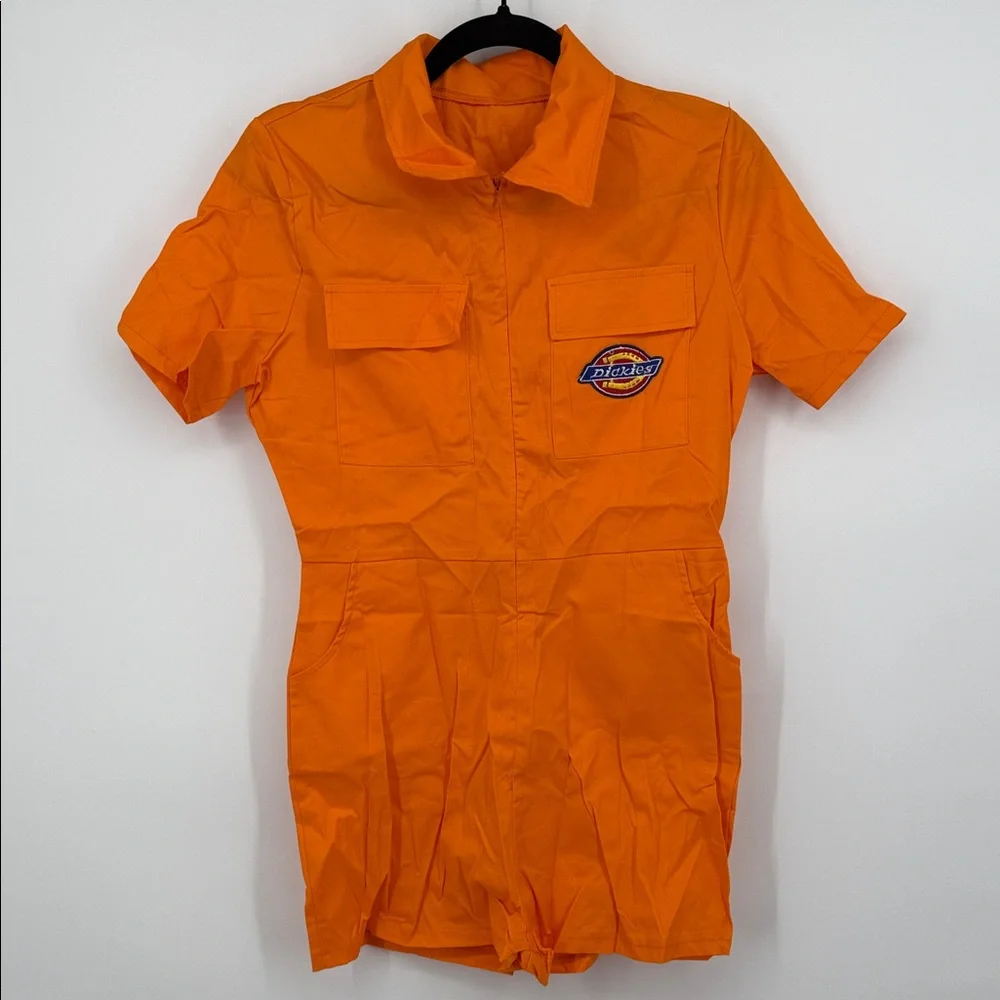 Dickies Bright Orange Short Sleeve Jumpsuit Size Large - Picture 1 of 7